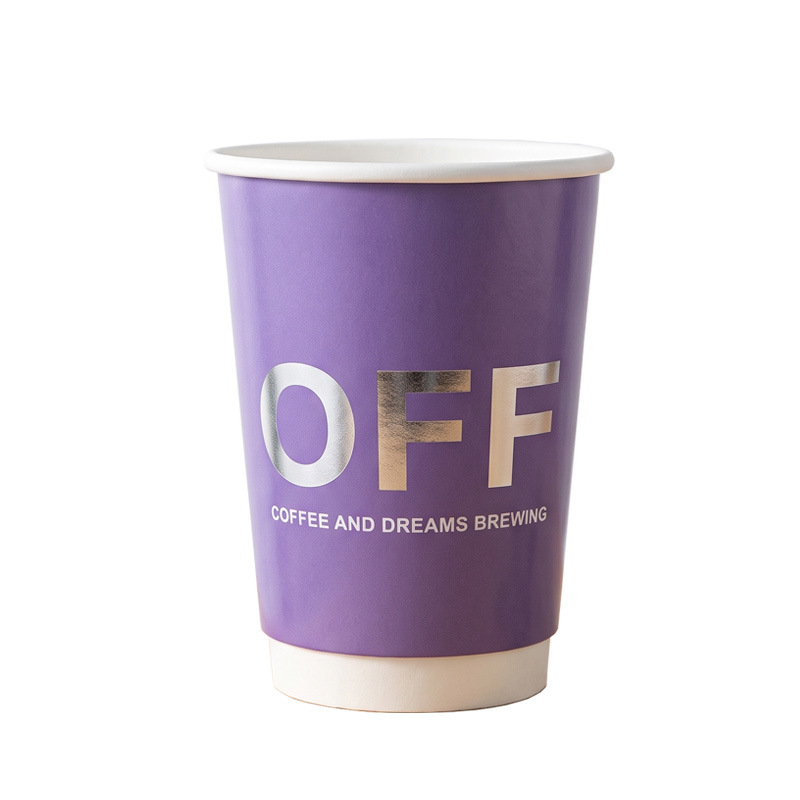 Tazas de café al por mayor desechables de alta calidad tazas huecas púrpura comerciales de leche de soja espesada tazas de té personalizadas