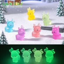 微景观夜光可爱圣诞鹿公仔萌粒 雪地造景diy装饰品配件迷你小摆件