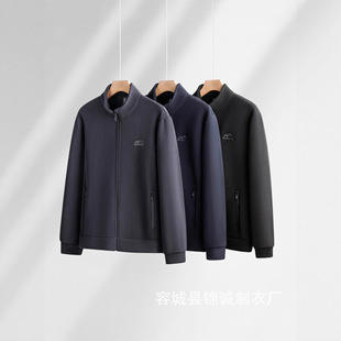 Men's Spring and Autumn New Fertility Plus Size Collar Jacket Loose High-end Middle-aged Fleece Fleece Fleece Jacket