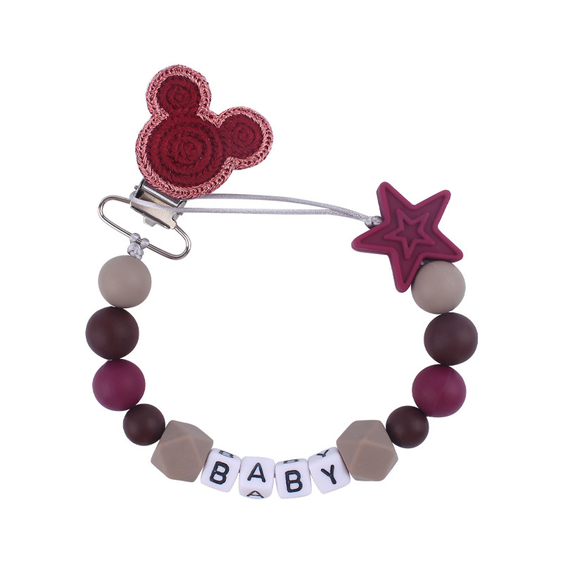 Nuevo bebé suministros animal chupete clip calmante bebé DIY nombre silicona mordedura pegamento molar chupete cadena