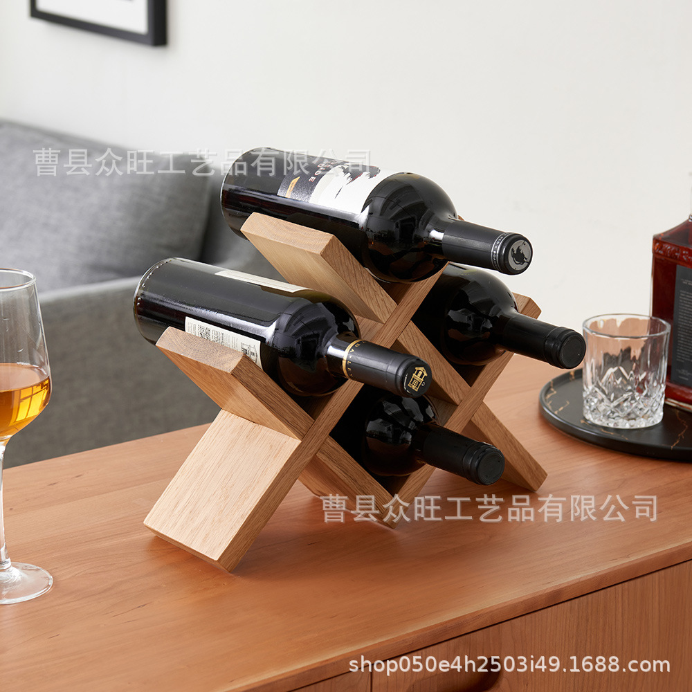 现货木质红酒架立式吧台红酒瓶支架家用葡萄酒菱形架高档酒瓶架