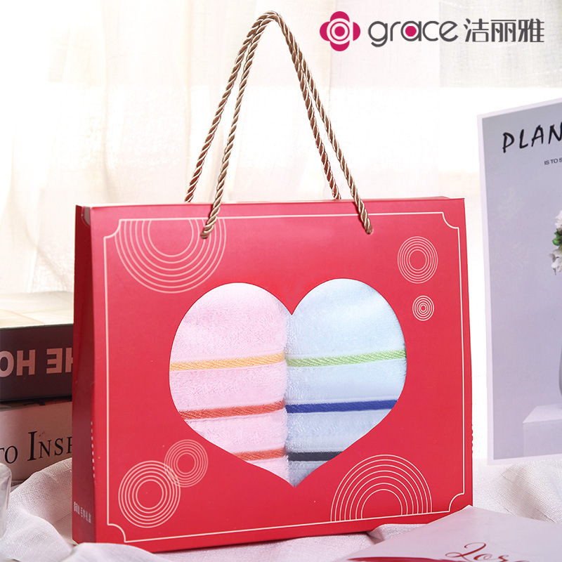 Pure cotton creative towel hand gift set gift box wedding gift company gift embroidery LOGO Xi shop supply Pure cotton creative towel hand gift set gift box wedding gift company gift embroidery LOGO Xi shop supply