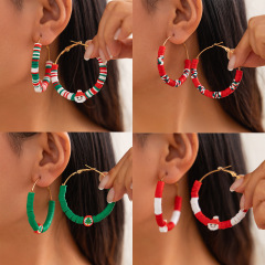 欧米のクロスボーダーの装飾品のクリスマスのカラーの柔らかい陶のearringsのスーツの個性の手描きの幾何学型のイヤリングの女性