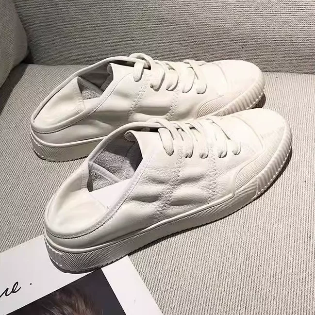 Comfortable summer thin white shoes, casual footwear, genuine leather, 2023 collection