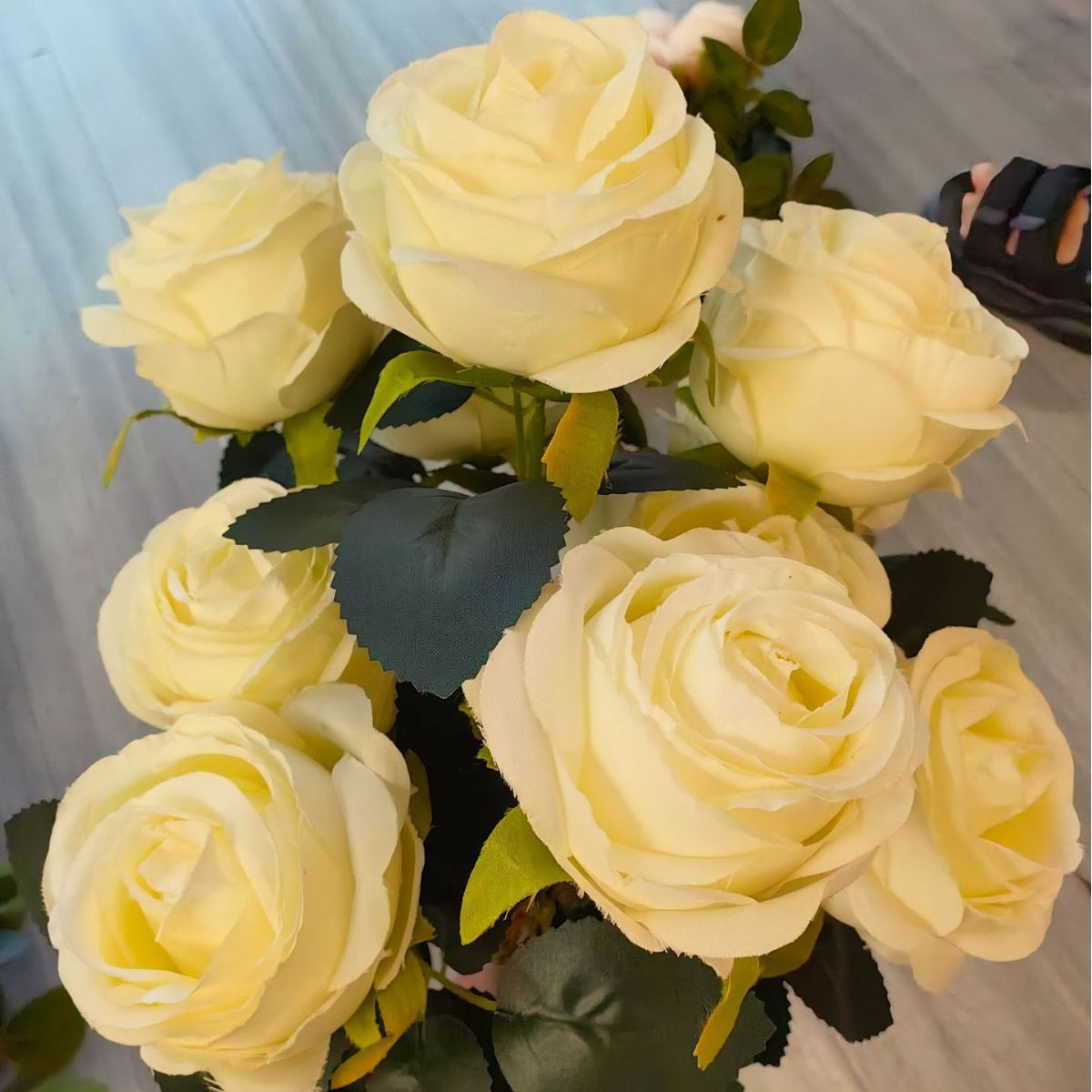 10 rosas de núcleo de imitación de flores falsas flores de decoración de boda para el hogar