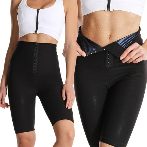 Amazon high-waisted belly-control nine-point pants buttoned sweat-coated thickened five-point pants for women women's sweat-wicking butt-lifting body-shaping pants