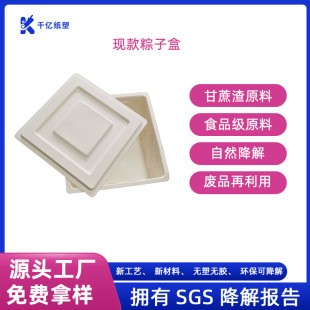 Cash Rice Dumpling Box Paper Tray Packaging Compostable Sugar Cane Bagasse Raw Material Plant Fiber One-Piece Molding