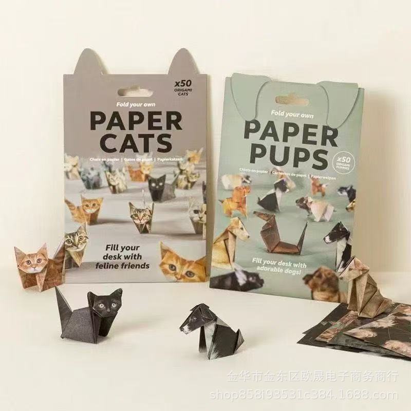 Cross-Border Creative DIY Semi-Finished Geometric Origami Cat, Dog, Dragon Children's Handmade Folding Animal Origami 50 Sheets in Various Styles Cross-Border Creative DIY Semi-Finished Geometric Origami Cat, Dog, Dragon Children's Handmade Folding Animal Origami 50 Sheets in Various Styles