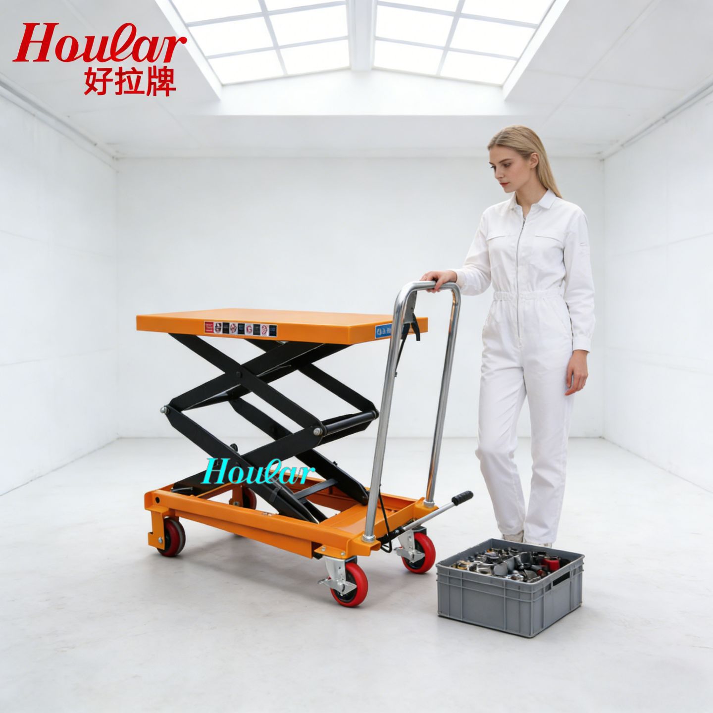 现货pts350a升降液压平台车 350公斤1.3米脚踩平台车手动升降台车