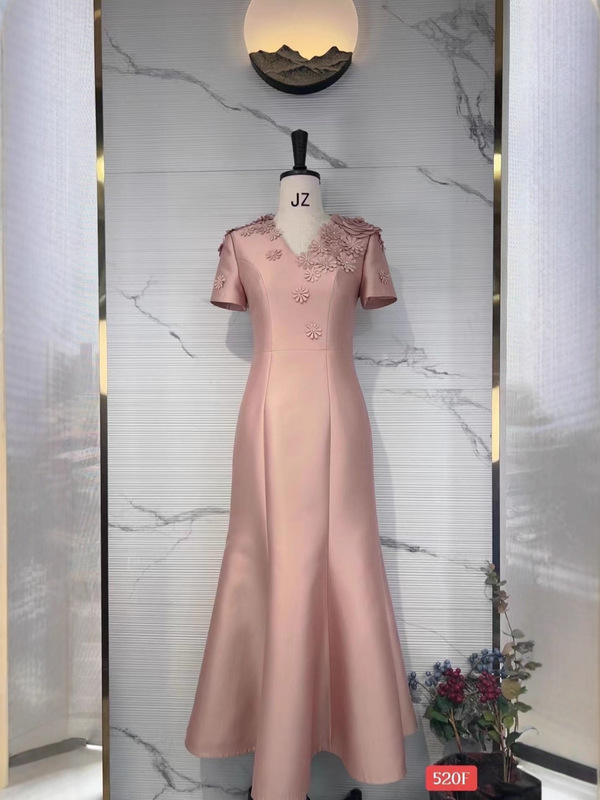 520F喜婆婆婚宴装礼服裙新款妈妈装重工绣花连衣裙|undefined