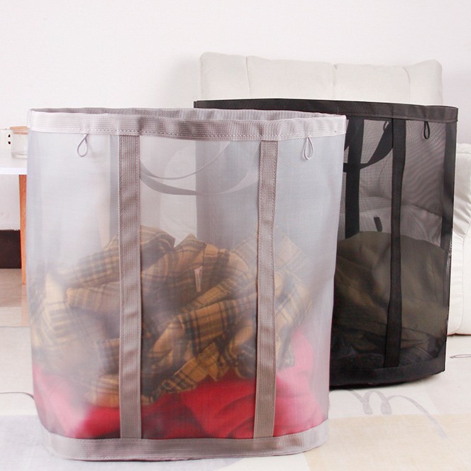 Household Gauze Dirty Clothes Basket Laundry Basket Dirty Clothes Storage Bag Foldable Wall Holding Bathroom Dirty Clothes Bag