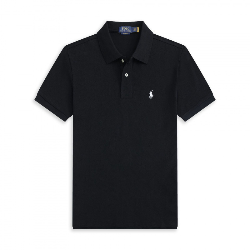 Pony Logo Men's Short-Sleeve Organic Cotton Polo Shirt with Collar, Large Size, Loose Fit, Embroidered Turn-Down Collar Men's Clothing