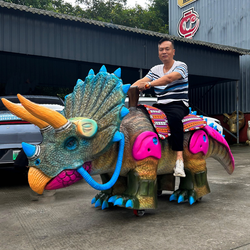 New Large-Scale Simulated Armor Triceratops Kidsren's Electric Amusement Car Walking and Riding Car Shopping Mall Park Stall to Attract Traffic