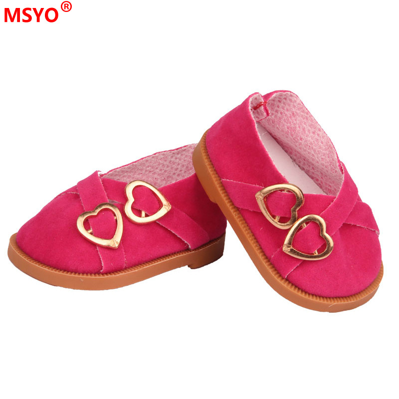 18 pulgadas American Girl muñeca zapatos 43cm muñeca lindo arco amor lentejuelas zapatos muñeca zapatos de lona