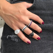 欧美外贸新款925银三色满钻锆石戒指小众高级感女式指环戒指批发