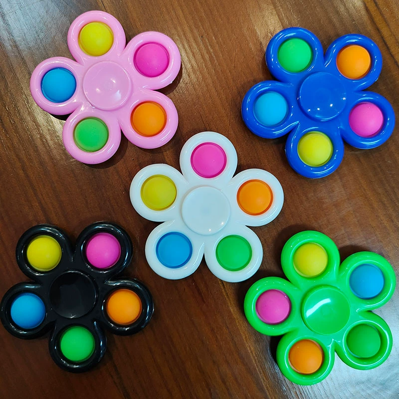 Five-Finger Bubble Gyro Spinner, Pop‑It Fidget Toy, Plastic 12×8×3 cm, Anti‑Stress