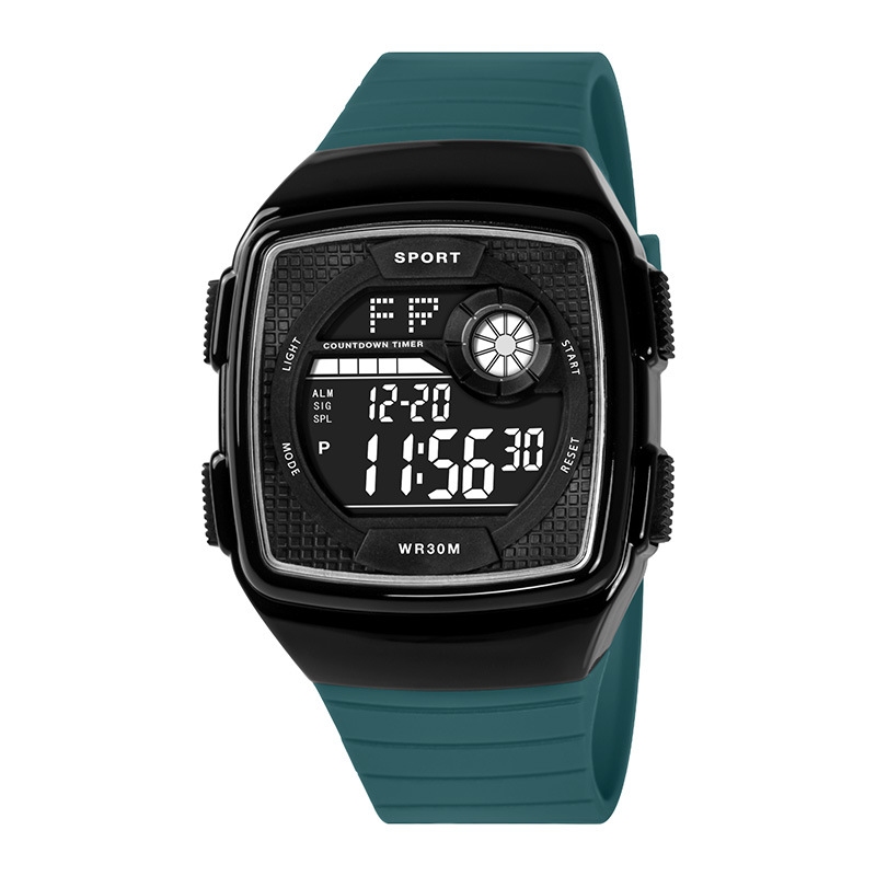 Tendencia de hombres cuadrados estudiantes adolescentes cronógrafo reloj electrónico alarma multifuncional luz nocturna reloj electrónico al por mayor