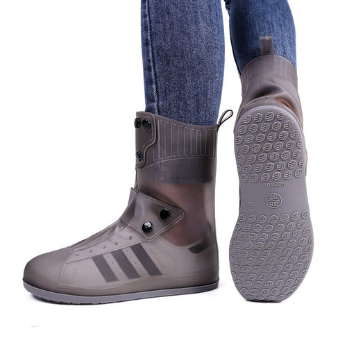 Waterproof and slip-resistant rain boot covers for adults, made of silicone, suitable for both women and men, thick and durable, with anti-slip soles.