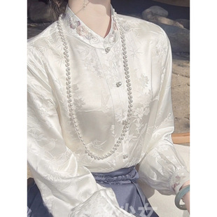 & ⇞ New Chinese Style Light National Style White Embroidered Light Luxury Shirt for Women Spring Loose Tang Suit Hanfu Mamian Skirt Set