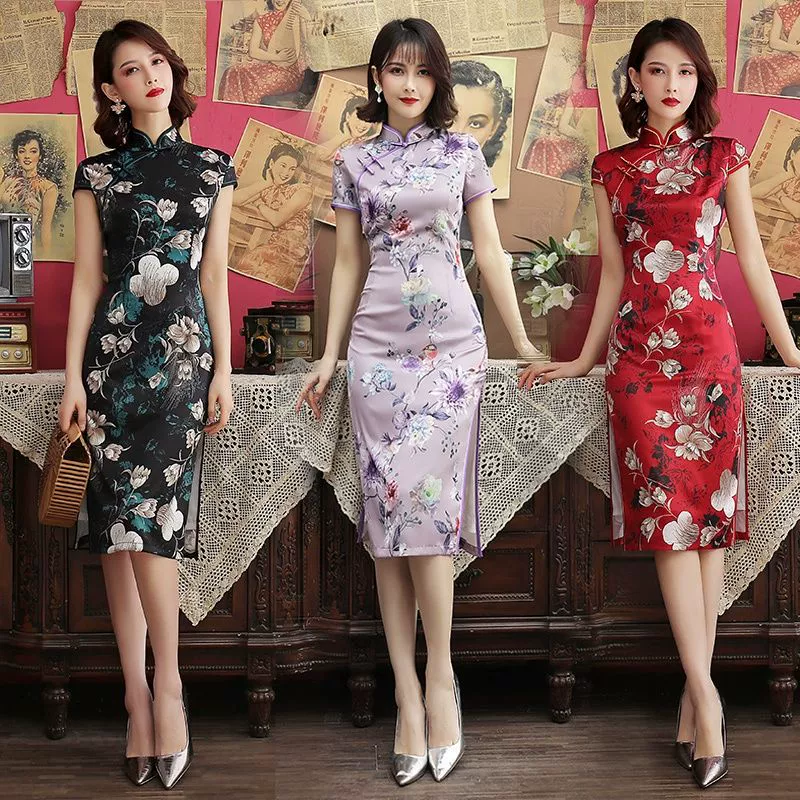 Входной экзамен в колледж, чонсам, лето 2023, современное платье чонсам для успеха на экзаменах, высокий разрез из ледяного шелка для мамы.