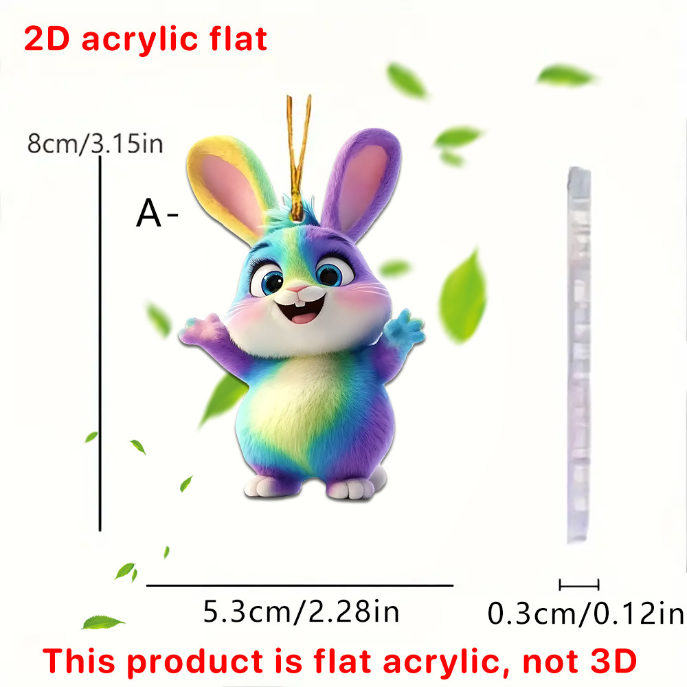 Pascua transfronteriza venta encantadora dibujos animados conejo muñeca decoración colgante acrílico plano arco iris llavero image 4