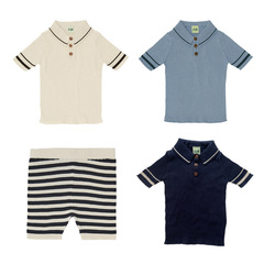 2022 Spring New Boys' and Girls' Soft Cotton Ribbed Collar Polo Knit Top NY
