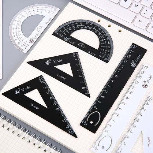 Small fresh metal ruler set for students with boxed set of three rulers drawing measuring ruler ruler stationery