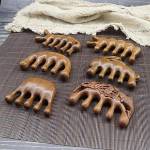 Golden sandalwood massage comb scalp five teeth round head meridian comb body universal point sandalwood massage comb wholesale