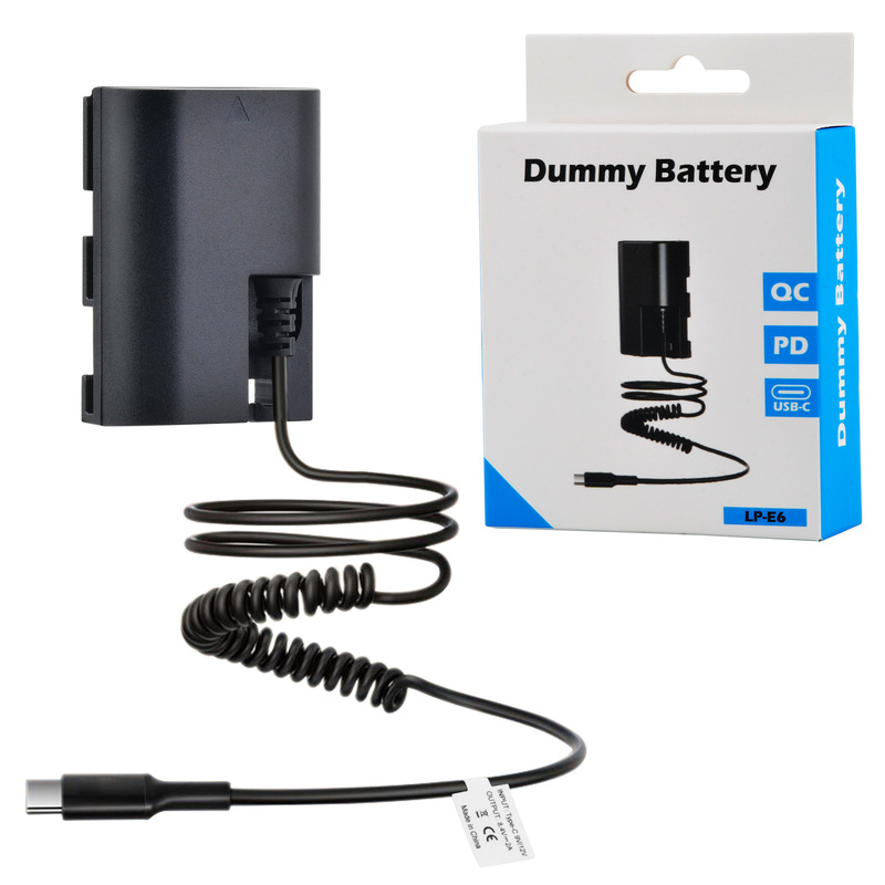 Pd Fast Charging Type-C to Lp-E6 Dummy Battery, 1m Long Cable, Suitable for Canon Camera Lp-E6 Dummy Battery Pd Fast Charging Type-C to Lp-E6 Dummy Battery, 1m Long Cable, Suitable for Canon Camera Lp-E6 Dummy Battery