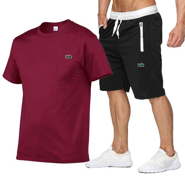 Мужская летняя модная клетчатая футболка AliExpress, модный брендовый мужской и женский комплект для пар, хлопковый комплект с короткими рукавами + шорты