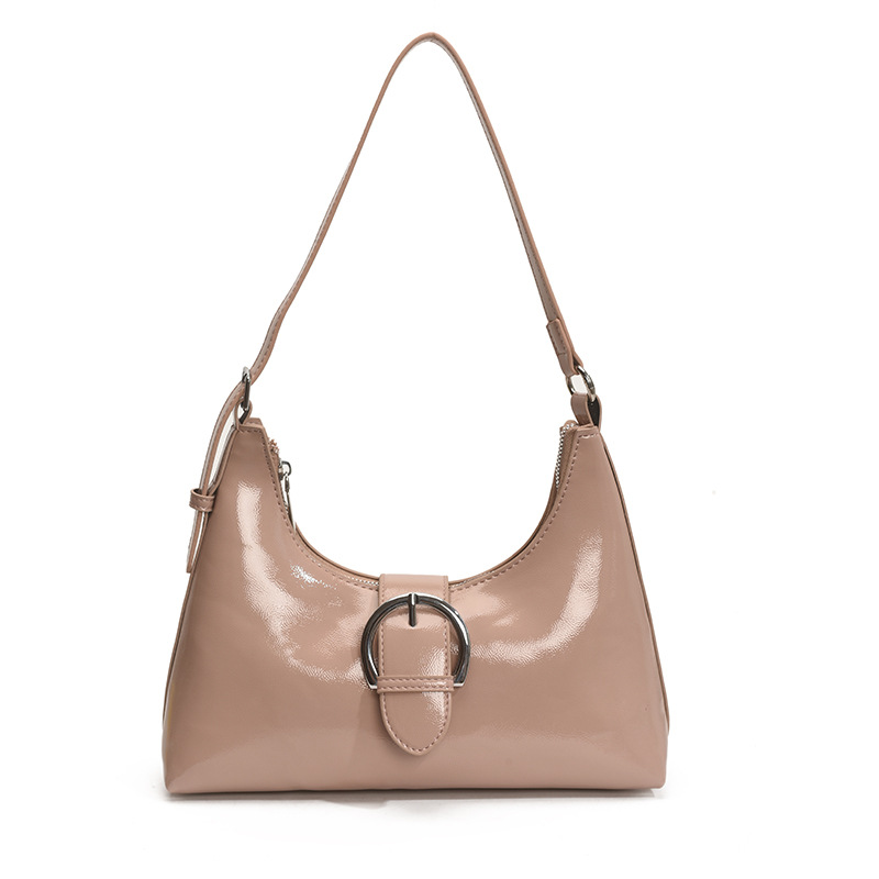 Bolso de alta calidad con textura 2025 verano nuevo estilo bolso de mujer charol brillante bolso de hombro moda todo-fósforo bolso de mensajero marea