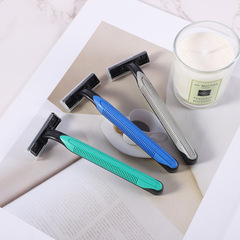 Factory of disposable hotel razors, double-layer stainless steel, razor with rubber handle, manual razor