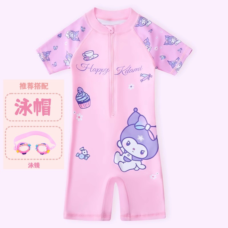 Cartoon Kidsren's Swimsuit Girls One-Piece Swimsuit Summer 2025 New Professional Training Swimwear for Small and Medium-Sized Kidsren