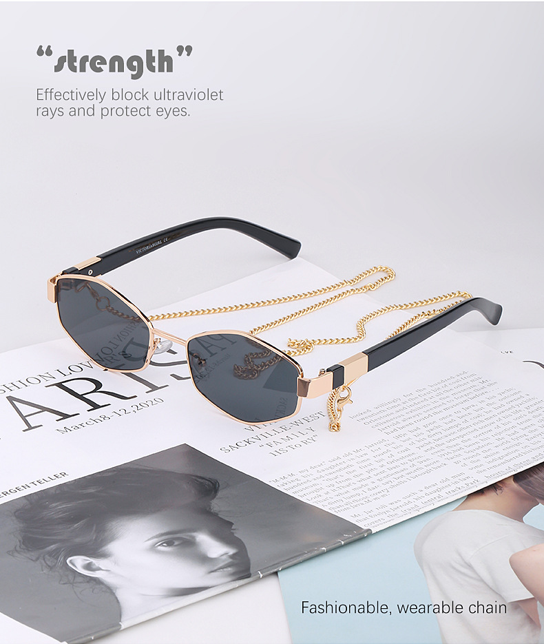 New Fashion Korean Style Chain Irregular Frame Sunglasses display picture 23