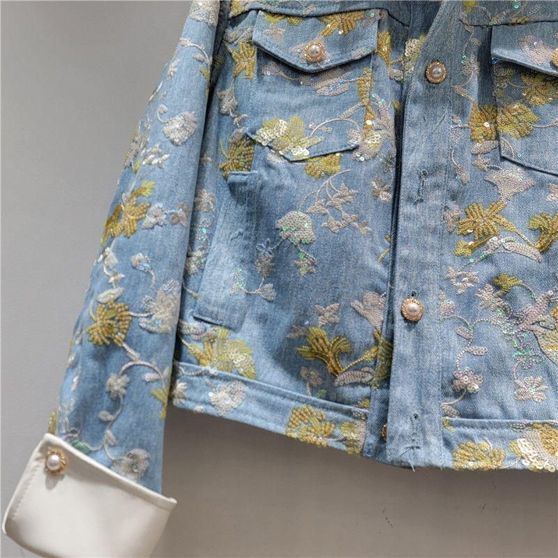 2026 primavera nueva moda de mujer collar de contraste impresión casual universal suelta delgada manga larga chaqueta corta