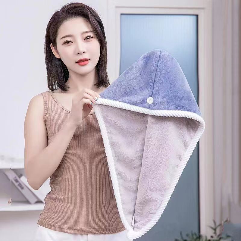 Sombrero de cabello seco para mujeres, sombrero de doble espesor sin soplado, toalla de cabello, toalla de secado rápido, sombrero de baño