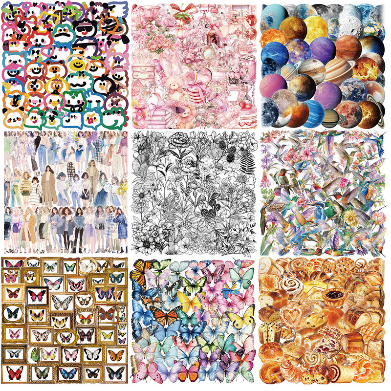A variety of 50 double transparent stickers transparent waterproof DIY hand account material mobile phone notebook personality ins decorative stickers