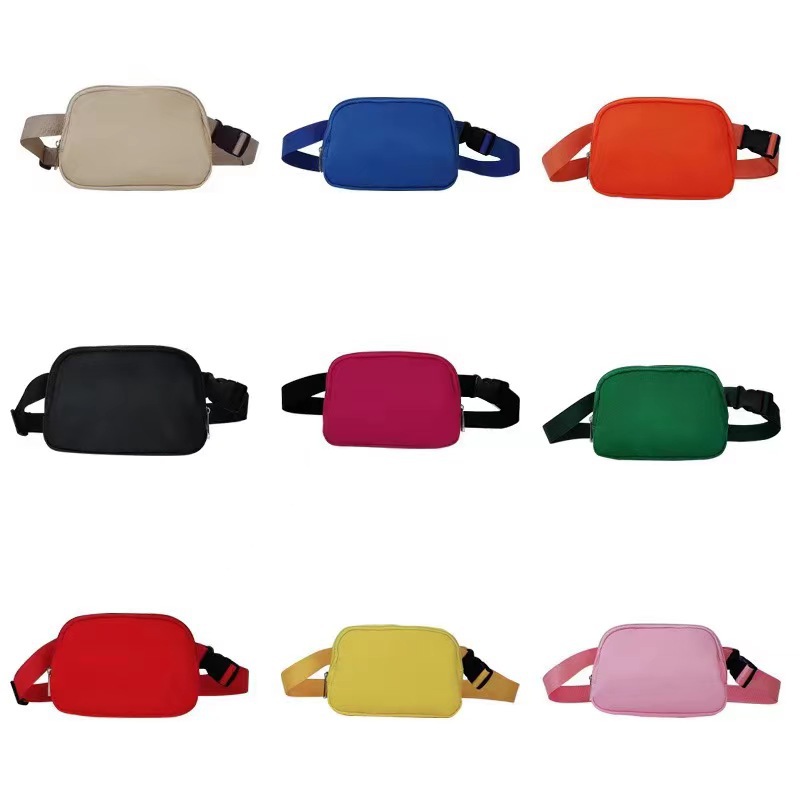 187g Weight Nylon Lining Material Zipper Closure Type Nylon Material Solid Color Pattern Candy Color Design Small Size Solid Color Nylon Waist Bags 2