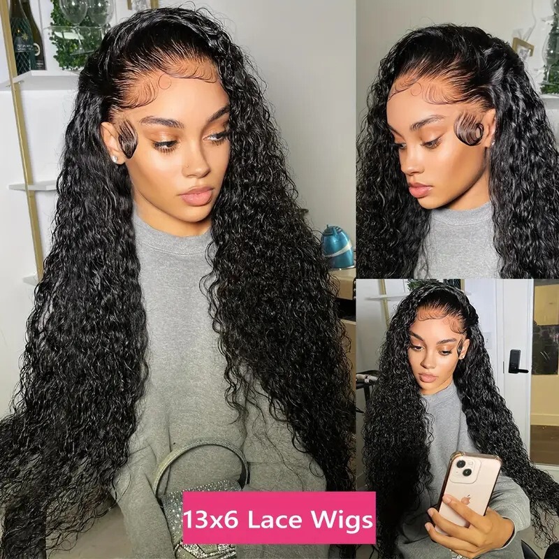 Front Lace Wig 13*4 Water Human Hair Glueless Wig Full Headgear Cross-Border Dropshipping