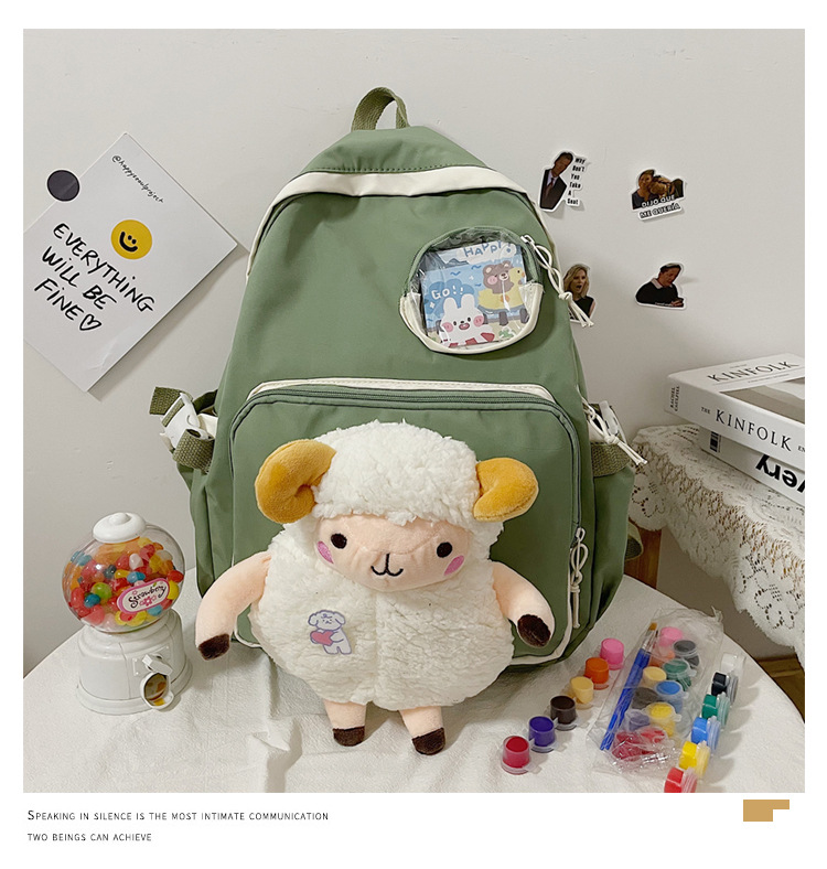 Korean Sheep Pendant Large Capacity Backpack Wholesale display picture 2