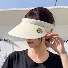 夏季女UV個性遮陽帽戶外運動無頂diy太陽帽騎行輕便時尚空頂帽現