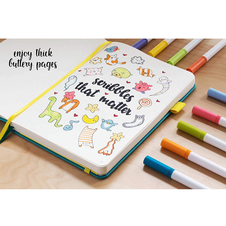 Amazon popular creatividad cuaderno a5 bloc de notas matriz de puntos línea horizontal página interior cinta de dos colores al por mayor