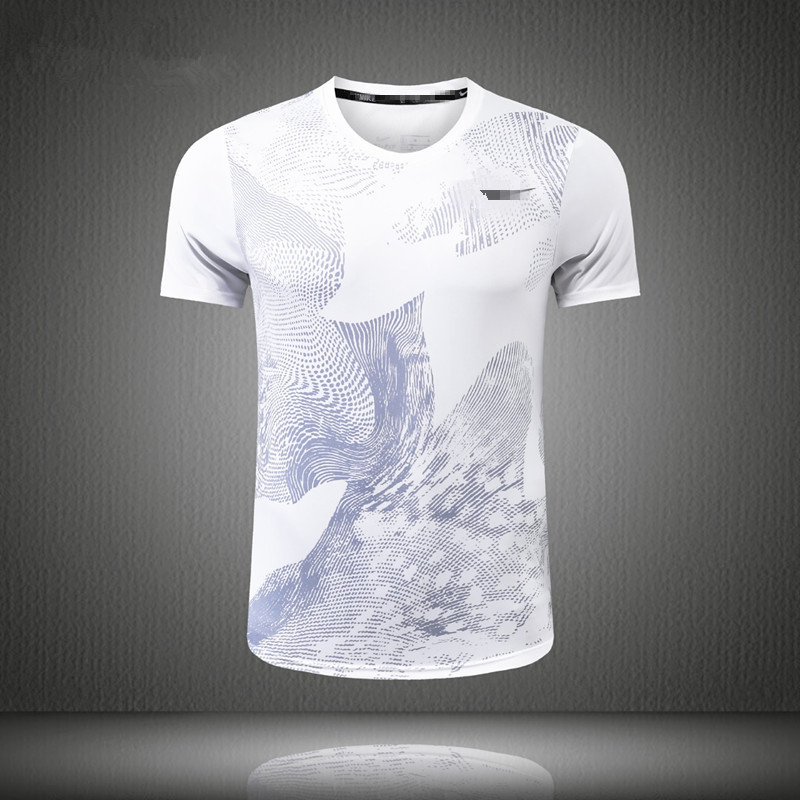 국경 간 아이스 실크 쿨 센스 반팔 남자 여름 피트니스 남자 통기성 스포츠 탑 남자 빠른 건조 옷 러닝 티셔츠