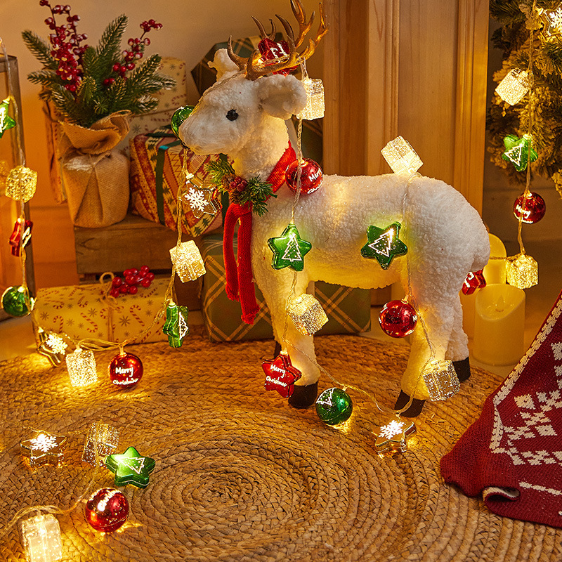 Decoración del árbol de Navidad bola de lámparas parpadeantes luces de cadena Navidad vestido tienda ventanas colgantes creativos joyas pequeñas