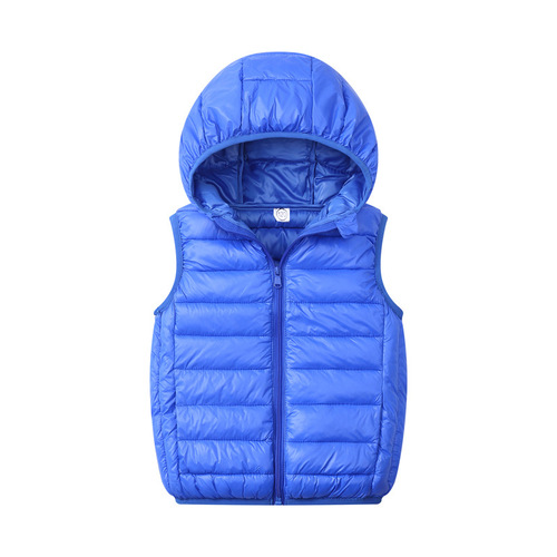 Autumn/Winter New Children's Down Cotton Vest for Boys and Girls, Middle Kids and Toddlers, Hooded Outer Wear Vest, Cardigan, Backless Shirt