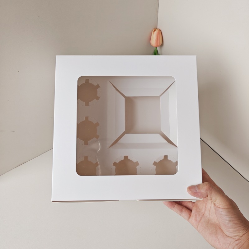 Celebridad de Internet 5 piezas de la ventana de papel taza de pastel caja de embalaje macaron nieve mei niang hornear caja de embalaje caja de la taza de huevo muffin taza