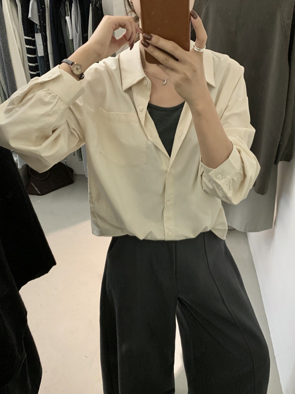 【MISS密思家】撞色背心简约气质休闲下摆褶皱假两件衬衫89027|undefined