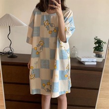 夏季睡衣女睡裙薄款短袖宽松家居服大码学生甜美卡通可爱2024新款