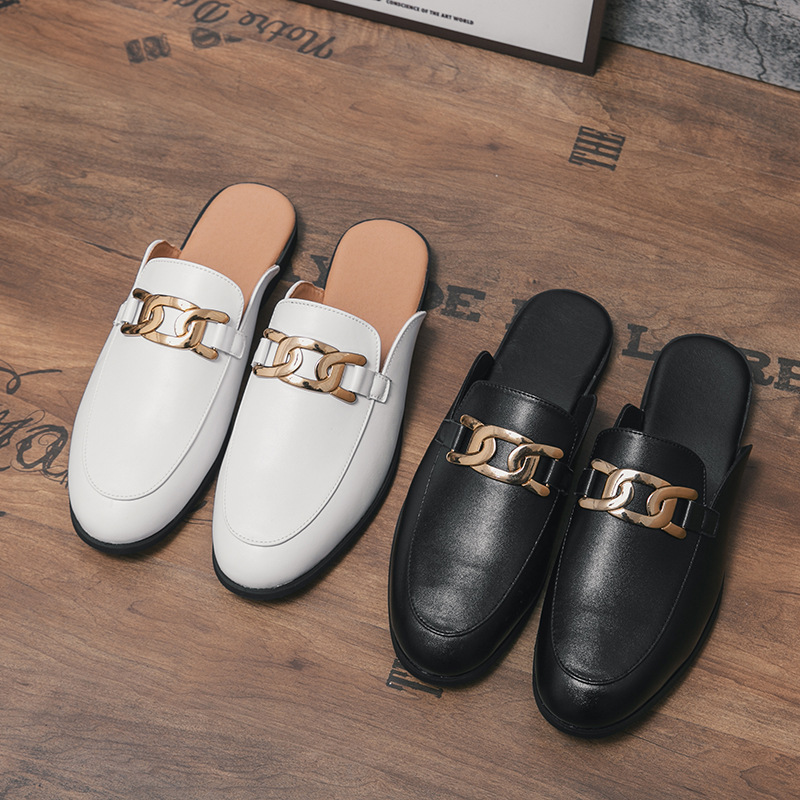 Διασυνοριακές καλοκαιρινές αναπνεύσιμες ανδρικές παντόφλες Baotou, μοντέρνες, λευκές, χωρίς τακούνι, ανδρικές παντόφλες κορεατικής προσωπικότητας_voghion.com