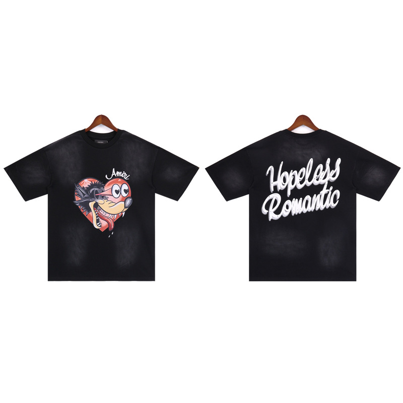 貿易クロスAm新文字クラシックプリント半袖男女同型カップルTシャツiri夏高iri製品タイプ|undefined